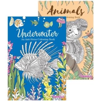 Squiggle A4 Animals & Under Water Anti-Stress Colouring Books - 40 Pages - Assorted  