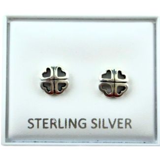 Sterling Silver Heart Flower Design Ear Studs (6mm)
