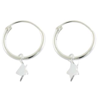 Wholesale Sterling Silver Dangly Star Hoop Earrings 12mm