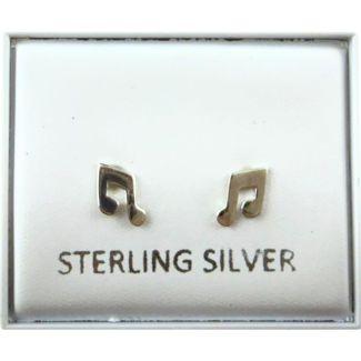 Sterling Silver Music Note Design Ear Studs (5mm)