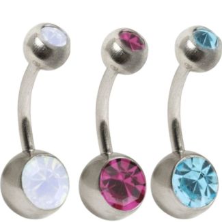 Steel Double Jewelled Belly Bar 10mm – Assorted
