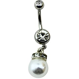 Steel Navel Bar with Dangling Ball