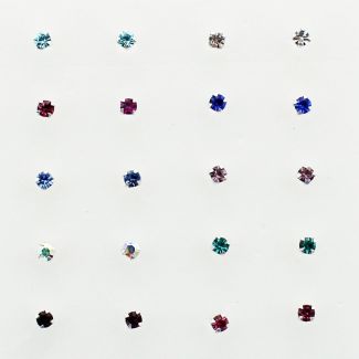 Sterling Silver  Swarowsky Crystal Claw Set Nose Wires - Assorted Colours-2 mm