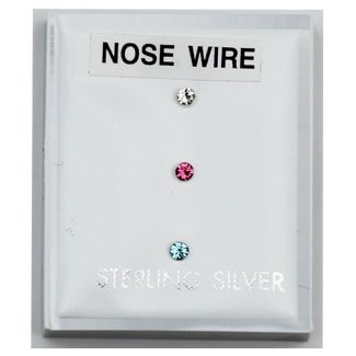 Sterling Silver 2mm Round Gemset Trio Nose Pins - Asst