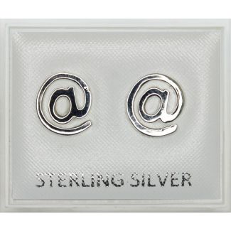 Sterling Silver "@" Design Studs - 9mm