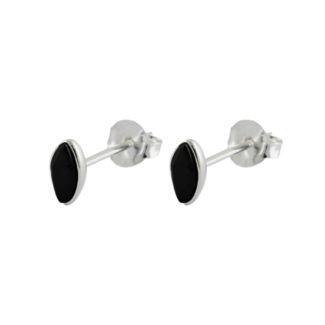 Wholesale Sterling Silver Black Stone Marquise Shaped Ear Studs 