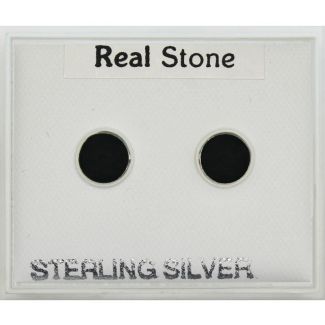 Sterling Silver CZ Round Studs With Black Stone 6mm