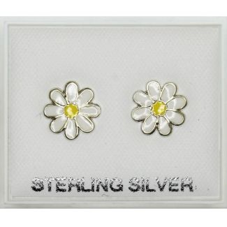 Sterling Silver Daisy Flower Citrine 5mm