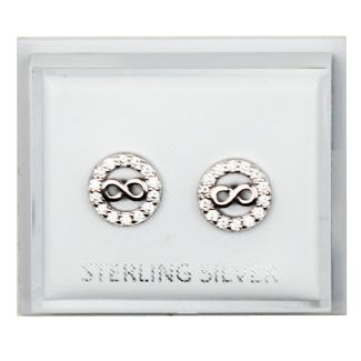 Sterling Silver Diamante Infiinty Design Studs 
