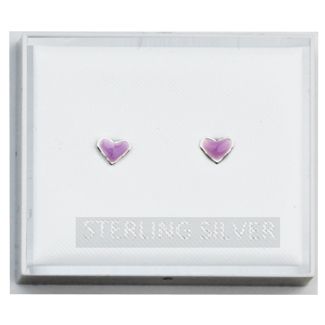 Sterling Silver Enamel Tiny Heart Studs - Purple