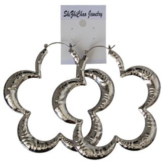 Sterling Silver Flower Design Nose Pins - 4mm