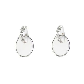 Sterling Silver Gemset Hoop Ear Studs - Silver