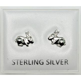 Sterling Silver Hare Design Studs (6mm)