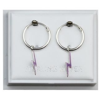Sterling Silver Hoop With Enamel Lightning Flash - Purple