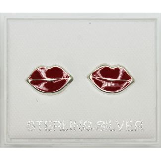 Sterling Silver Lips Design Studs - 10mm