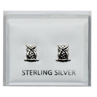 Sterling Silver Owl Design Studs 