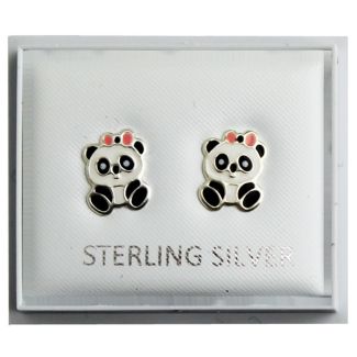 Wholesale Sterling Silver Panda Design Earrings 