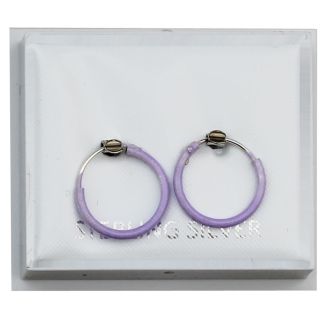 Sterling Silver Pastel Enamel Hoops(12mm) - Purple 