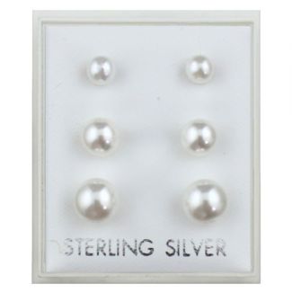 Sterling Silver Pearl Ball Studs - Assorted Sizes
