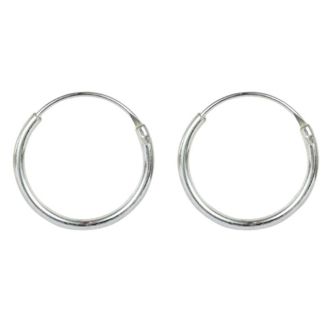 Sterling Silver Plain Silver Hoop - 14mm