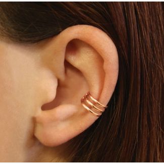 Sterling Silver Rose Gold Triple Band Ear Cuff