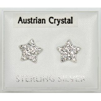 Sterling Silver Star Studs - Asst. Colours (8mm)