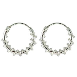 Sterling Silver Twist Wired Hoop Earrings - 12mm