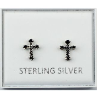 Sterling Divine Cross Ear Studs 10mm