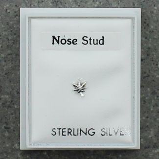 Wholesale Sterling Silver Leaf Design Nose Stud - 5mm