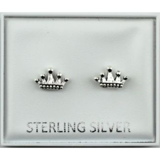 Sterling Silver Crown Design Ear Studs 5mm