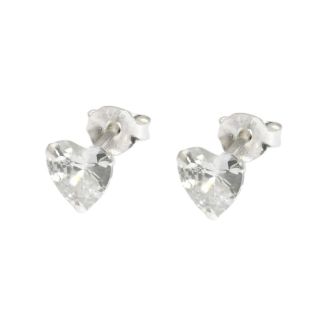 Sterling Silver CZ Clear Heart Ear Stud 6mm