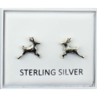 Sterling Silver Deer Design Ear Studs 8mm 