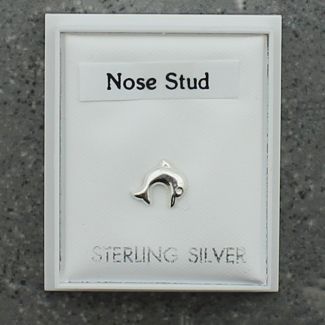 Sterling Silver Dolphin Design Nose Studs - 8mm