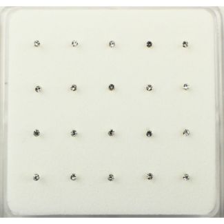 Sterling Silver Gemset Round Nose Pins (1mm) - Clear