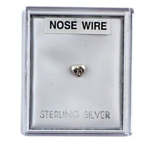 Sterling Silver Heart Shaped Design Nose Wire - 3mm