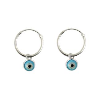 Sterling Silver Mini All-Seeing Eye Dangle Hoops