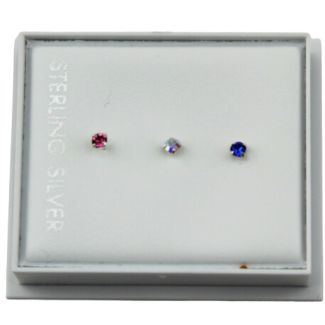 Sterling Silver Nose Pins - 3 Assorted Designs