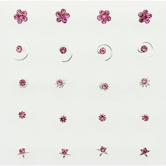 Sterling Silver Pink Nose Wires Set - Asst. Designs