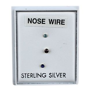 Sterling Silver 1mm Round Gemset Trio Nose Rings - Assorted (Cup Design)