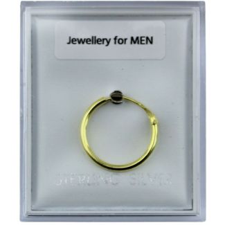 Gold Plated Sterling Silver Plain Hoop Earrings – 14mm