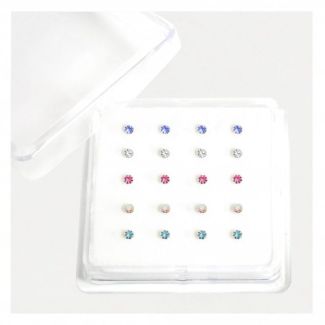 Sterling Silver Round Claw Set Nose Pins Bobble Back - Assorted 