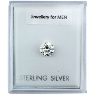Sterling Silver Round Clear Cubic Zirconia Stud Earrings (6mm)