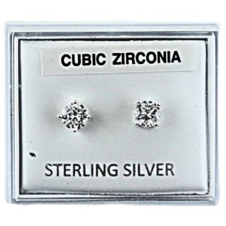 Sterling Silver Round CZ Claw Design Studs 