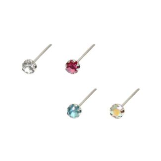 Sterling Silver Round Straight Back Nose Pins - Asst. Colours (2mm)