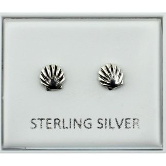Sterling Silver Scallop Shell Ear Studs 5mm 