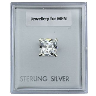 Sterling Silver Square Clear Cubic Zirconia Stud Earrings (6mm)