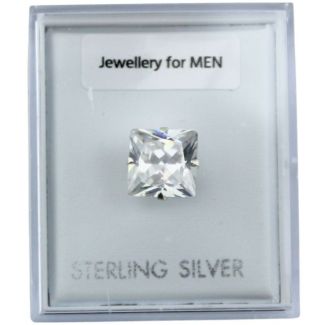 Sterling Silver Square Clear Cubic Zirconia Stud Earrings (8mm)