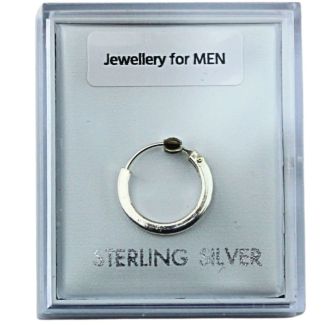 Sterling Silver Square Cut Hoop Earrings – Geometric Profile (12mm)