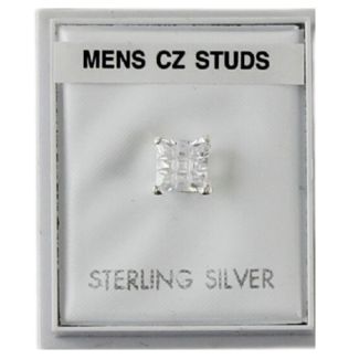 Wholesale Sterling Silver Square CZ Table Stud-Clear(6mm)