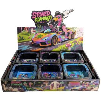 Stoned Flamingo Square Glass Ashtray - Assorted (9.3x4.3cm)